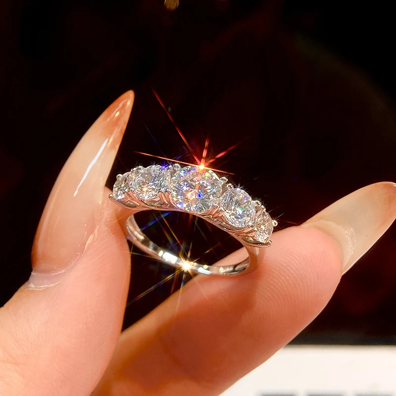 Elegant 1CT Real Moissanite Diamond Sparkling Wedding Ring for Women Wedding Original Engagement High Quality Fashion Jewelry