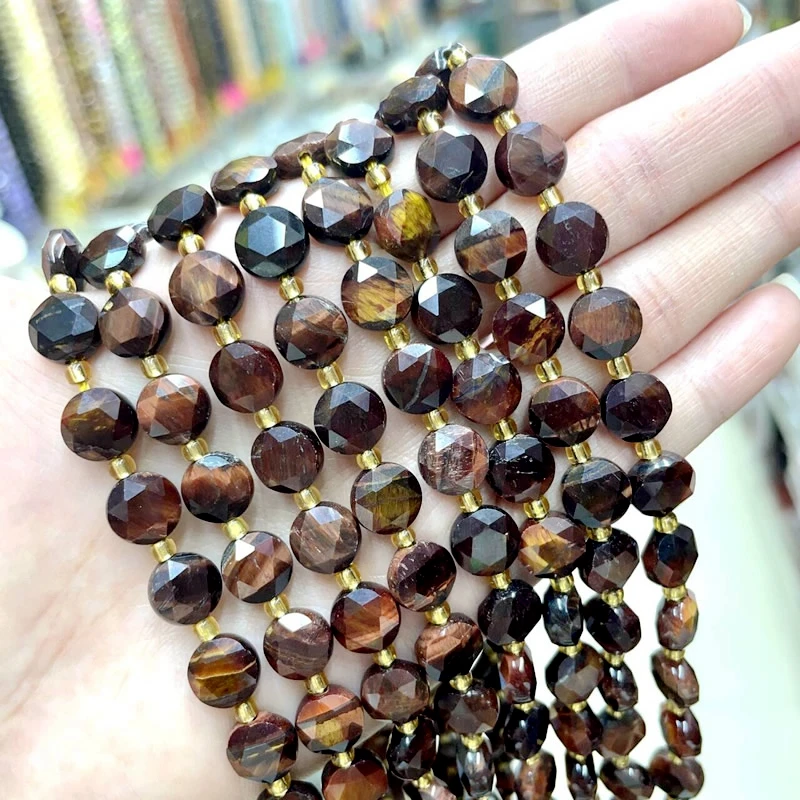 8MM Natural Stone Amethyst Tiger Eye Rose Quartz Gemstone Cut Beads DIY Jewelry Making Bracelet Necklace Accessories Wholesale