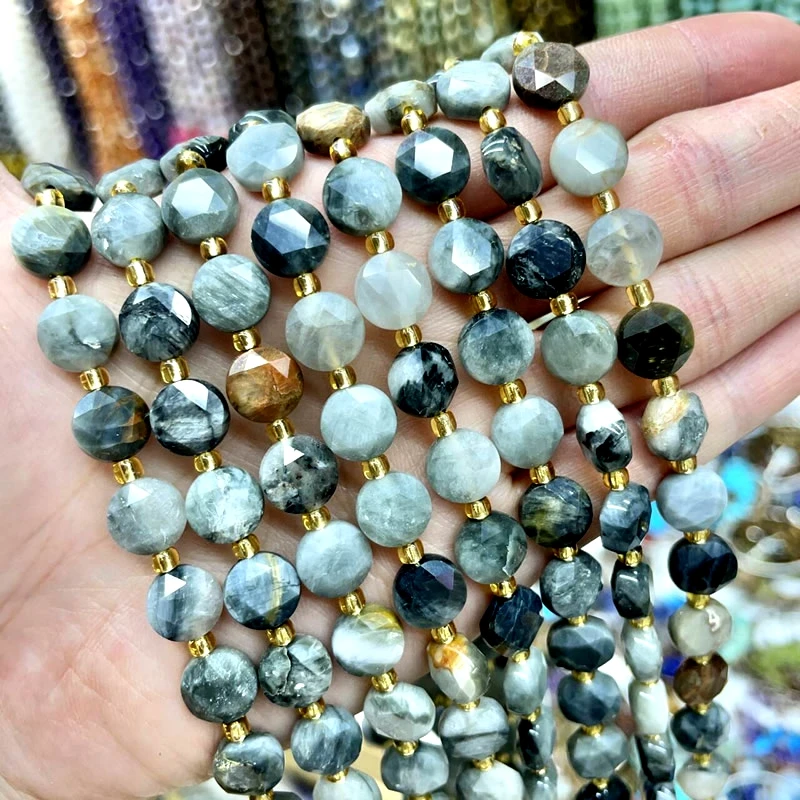 8MM Natural Stone Amethyst Tiger Eye Rose Quartz Gemstone Cut Beads DIY Jewelry Making Bracelet Necklace Accessories Wholesale
