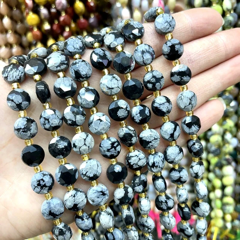 8MM Natural Stone Amethyst Tiger Eye Rose Quartz Gemstone Cut Beads DIY Jewelry Making Bracelet Necklace Accessories Wholesale