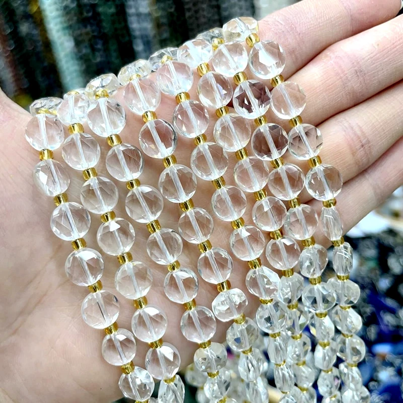 8MM Natural Stone Amethyst Tiger Eye Rose Quartz Gemstone Cut Beads DIY Jewelry Making Bracelet Necklace Accessories Wholesale