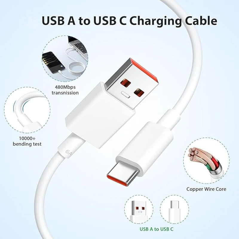 90W Turbo Fast USB Charger For Xiaomi 13 14 15 Ultra 15T 17 Pro Redmi Note 14 Pro POCO F6 F7 X6 X7 Pro Type C Quick Charge Cable