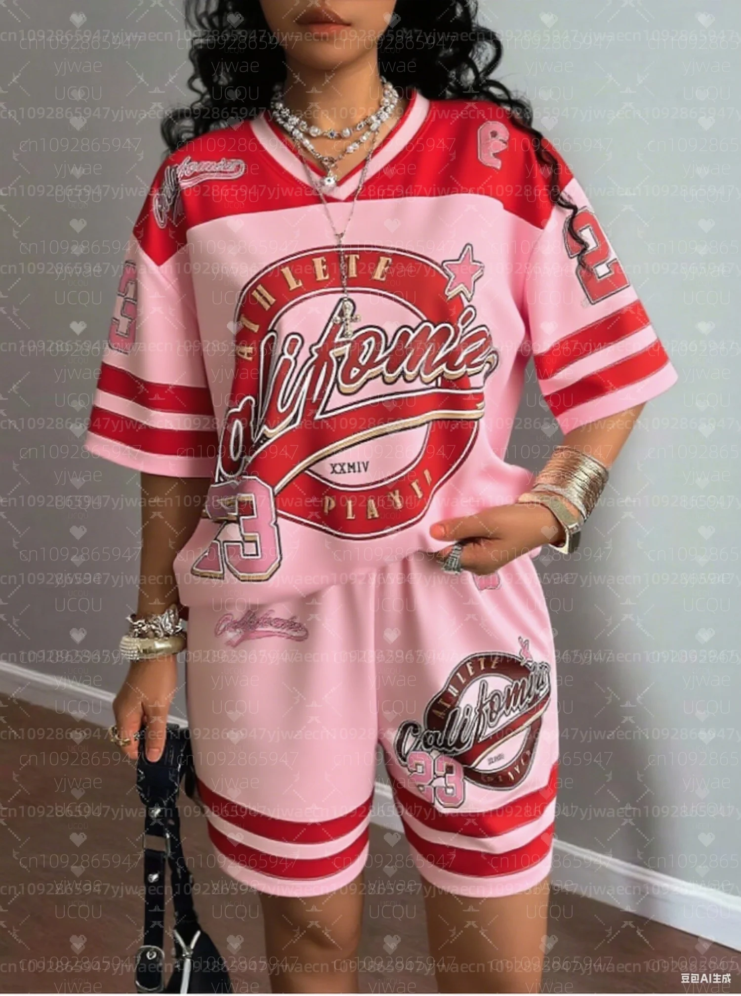 American Style California 23 print Jersey T-Shirt Suit Women's men T-Shirt + Shorts Women Tracksuit 2 Pieces Set Women Clothing
