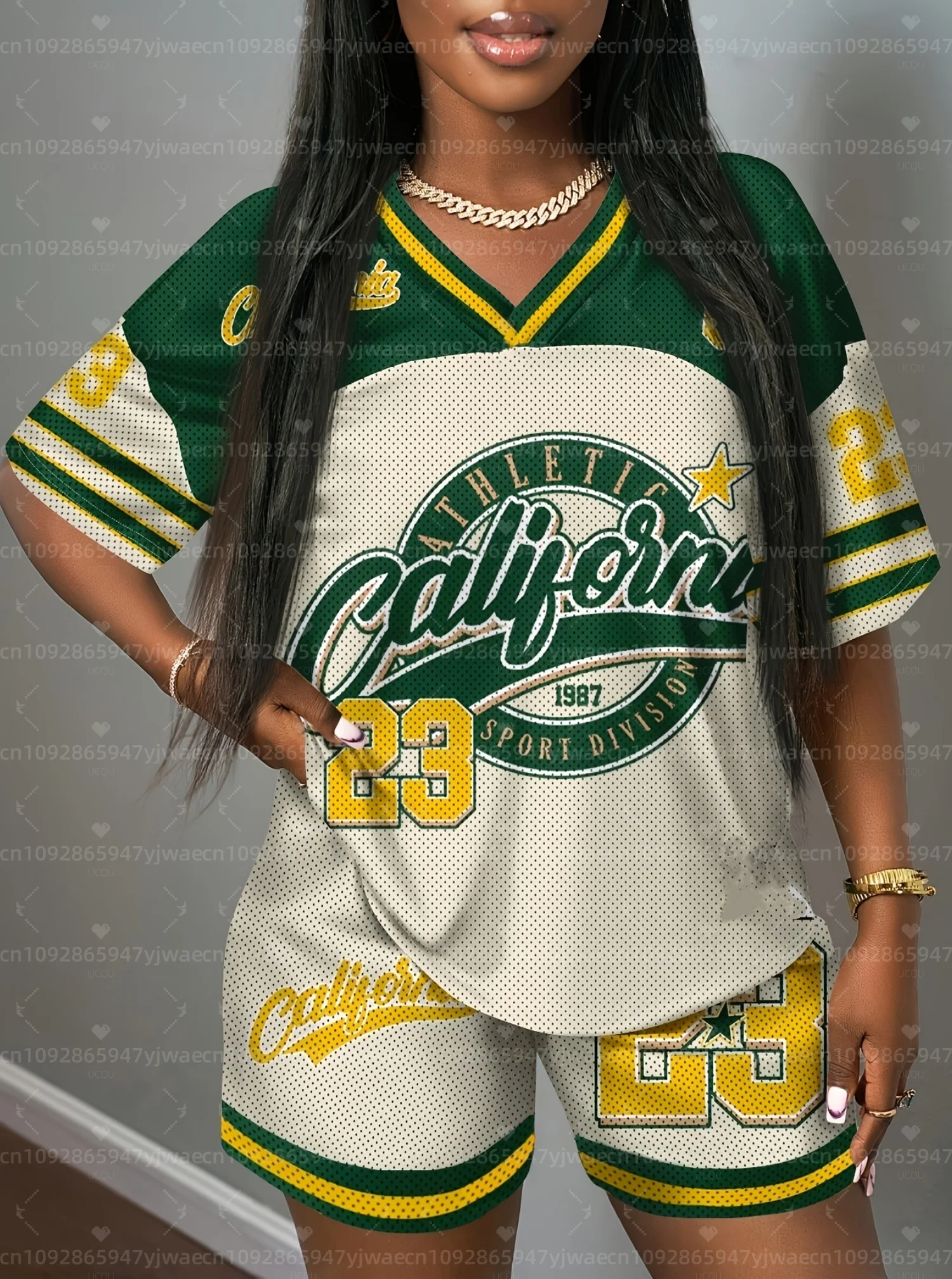 American Style California 23 print Jersey T-Shirt Suit Women's men T-Shirt + Shorts Women Tracksuit 2 Pieces Set Women Clothing