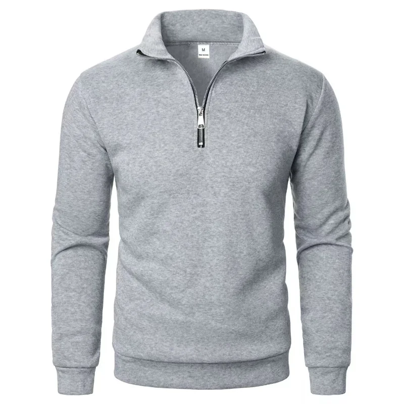 Spring Autumn new Casual Half Zipper stand collar sweatshirt Trend Simple slim men Pullover long sleeve tops Men's sweatshirt