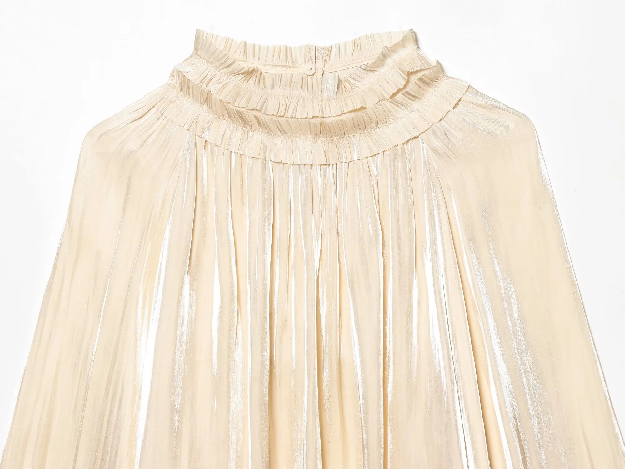 Elegant Shirt For Women 2026 Spring New Office Lady Ruffle Neck Loose Long Sleeved Blouse Chic Soft Ladies Commuter Top