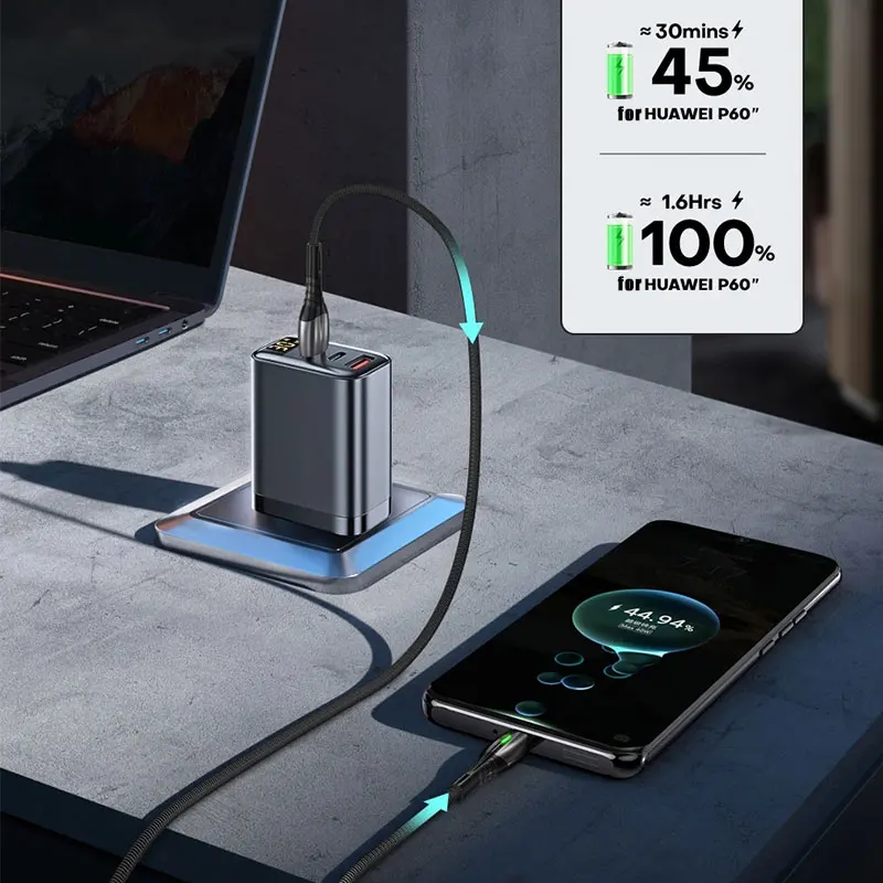 65W US EU Charger PD Charge Type C USB Charger Portable Fast Charger For iPhone 17 16 15 14 13 12 Laptop Charger