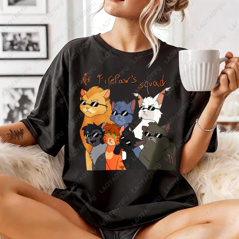 Warrior Cats Art Print Unisex Cotton T Shirt Fashion Casual Summer Top For Men Womenasual Crew Neck Short Sleeve Cotton