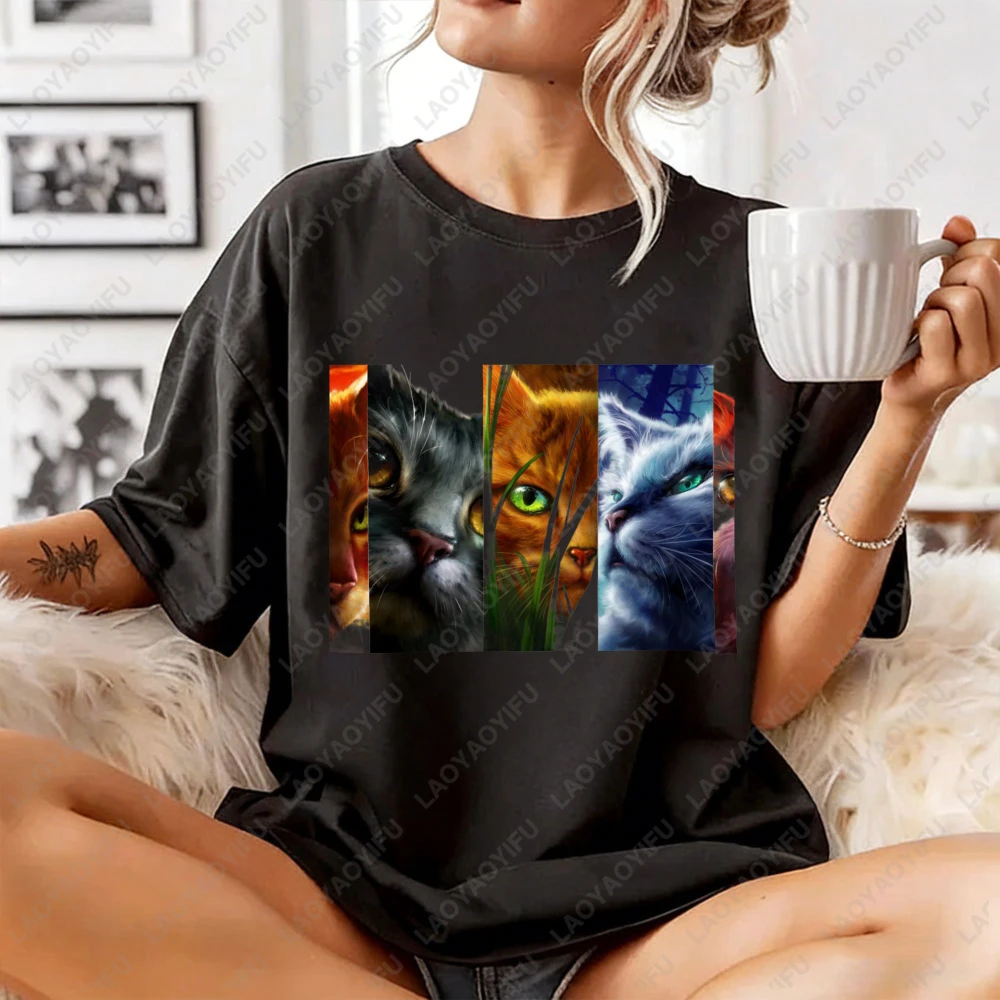 Warrior Cats Art Print Unisex Cotton T Shirt Fashion Casual Summer Top For Men Womenasual Crew Neck Short Sleeve Cotton