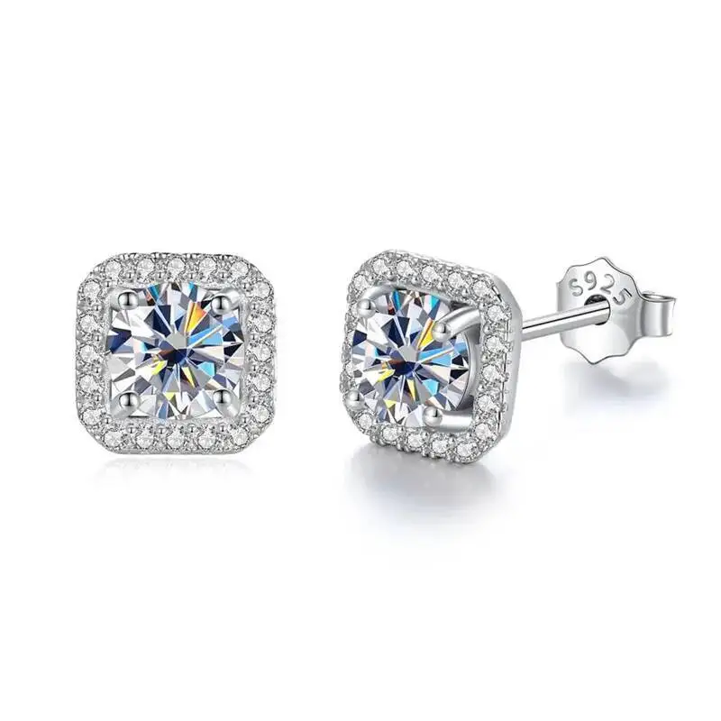 JoiasHome 925 Sterling Silver D Color VVS Moissanite Stud Earrings Women Luxury Fine Jewelry