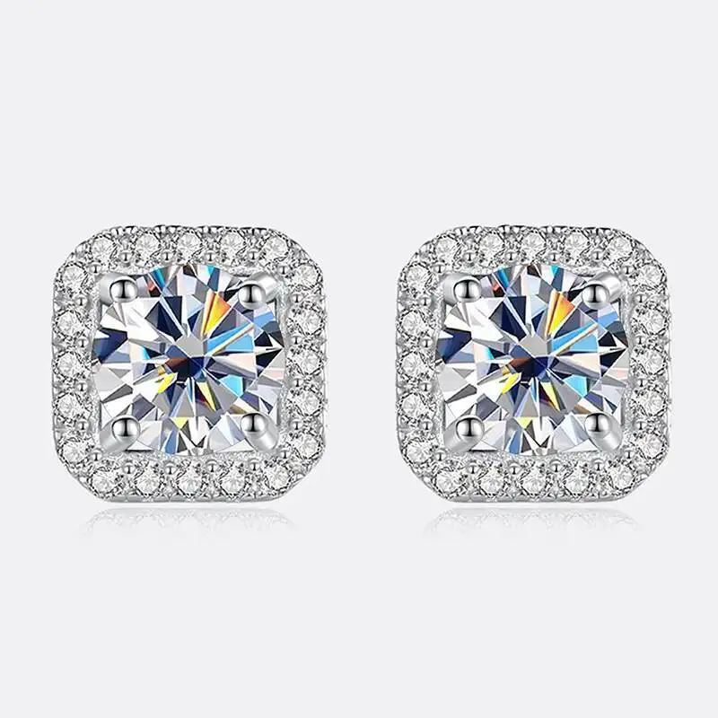 JoiasHome 925 Sterling Silver D Color VVS Moissanite Stud Earrings Women Luxury Fine Jewelry