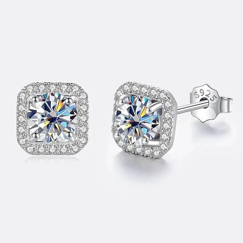 JoiasHome 925 Sterling Silver D Color VVS Moissanite Stud Earrings Women Luxury Fine Jewelry