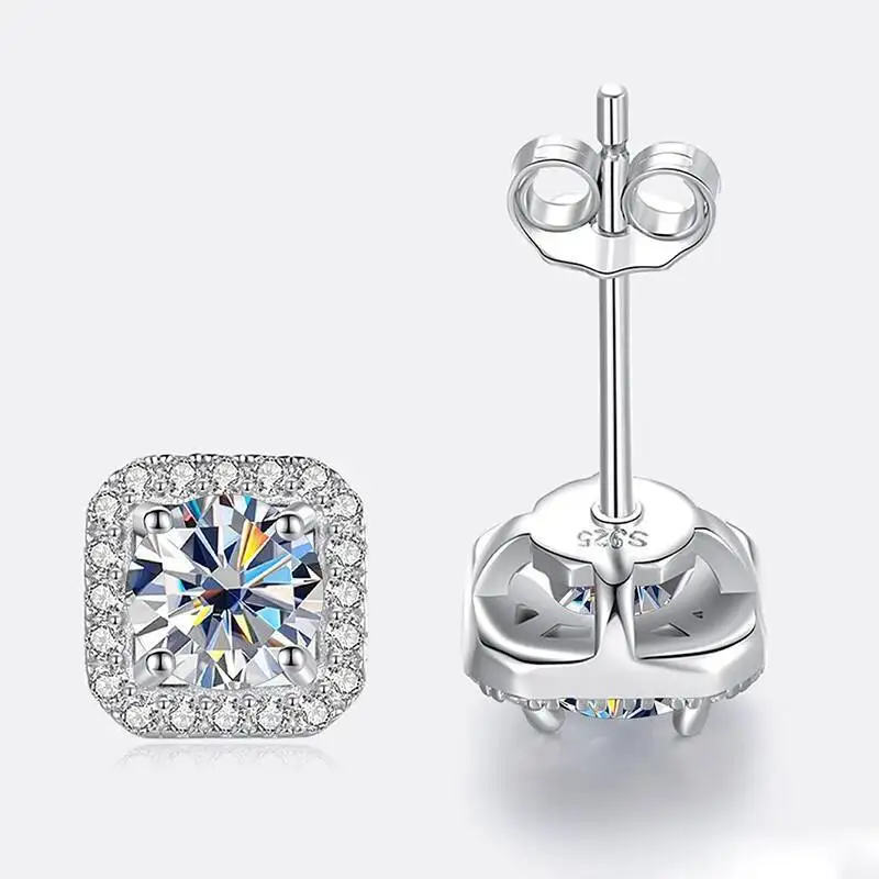JoiasHome 925 Sterling Silver D Color VVS Moissanite Stud Earrings Women Luxury Fine Jewelry