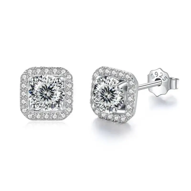 JoiasHome 925 Sterling Silver D Color VVS Moissanite Stud Earrings Women Luxury Fine Jewelry