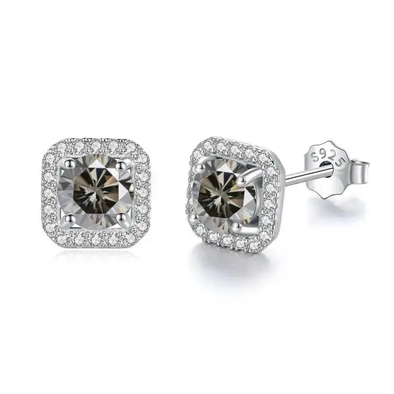 JoiasHome 925 Sterling Silver D Color VVS Moissanite Stud Earrings Women Luxury Fine Jewelry