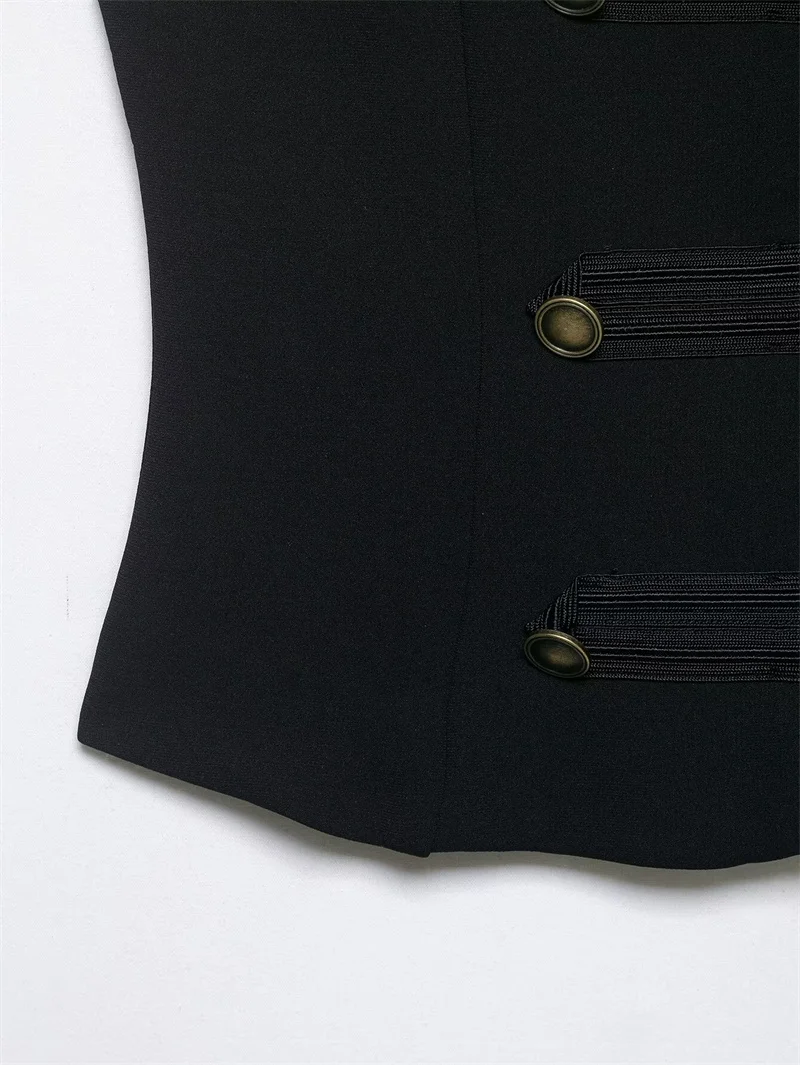 Women's Top 2026 Spring New Black Sleeveless Rope Knot Decorative Slim Fit Top Vest Unique Fashion Cool Trendy