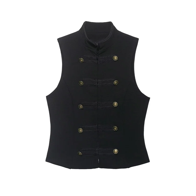 Women's Top 2026 Spring New Black Sleeveless Rope Knot Decorative Slim Fit Top Vest Unique Fashion Cool Trendy
