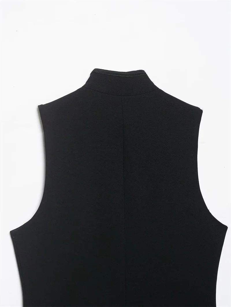 Women's Top 2026 Spring New Black Sleeveless Rope Knot Decorative Slim Fit Top Vest Unique Fashion Cool Trendy