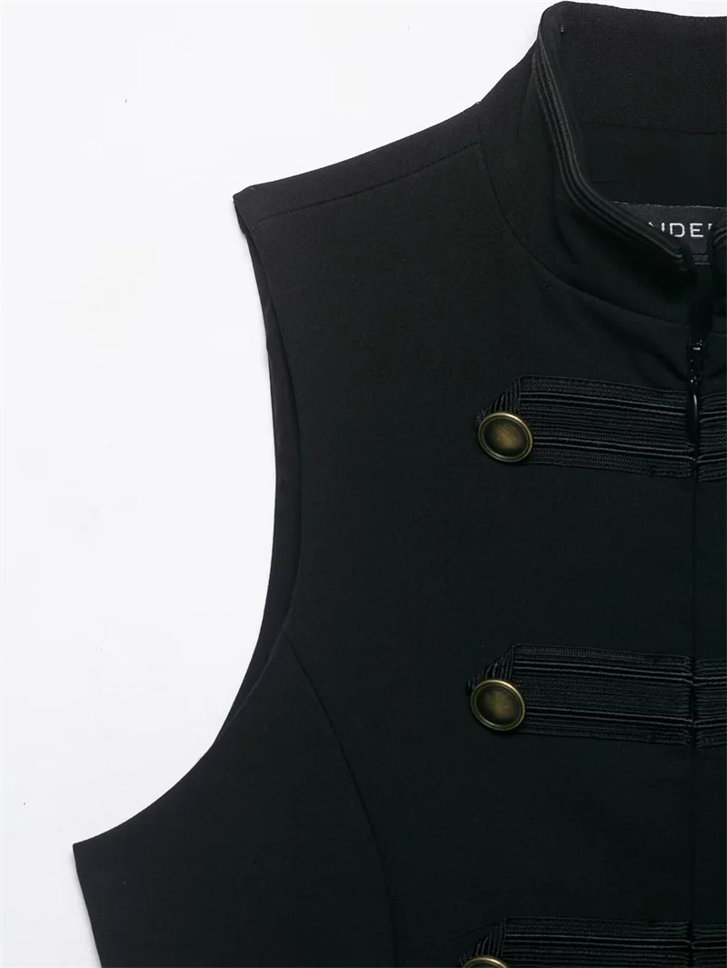 Women's Top 2026 Spring New Black Sleeveless Rope Knot Decorative Slim Fit Top Vest Unique Fashion Cool Trendy