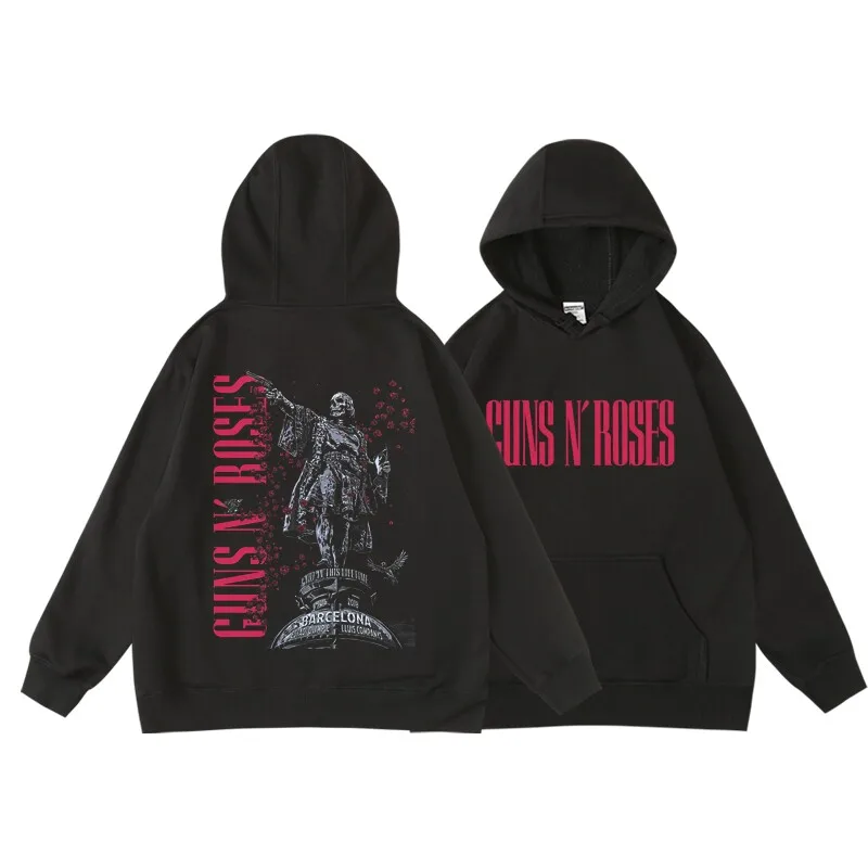 Guns N' Roses Men's Winter/autumn Pullover Hooded Sweatshirt for Men - Rock Music Roses Band