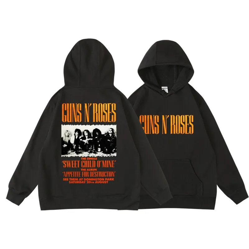 Guns N' Roses Men's Winter/autumn Pullover Hooded Sweatshirt for Men - Rock Music Roses Band