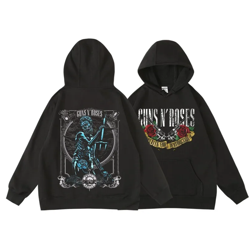 Guns N' Roses Men's Winter/autumn Pullover Hooded Sweatshirt for Men - Rock Music Roses Band