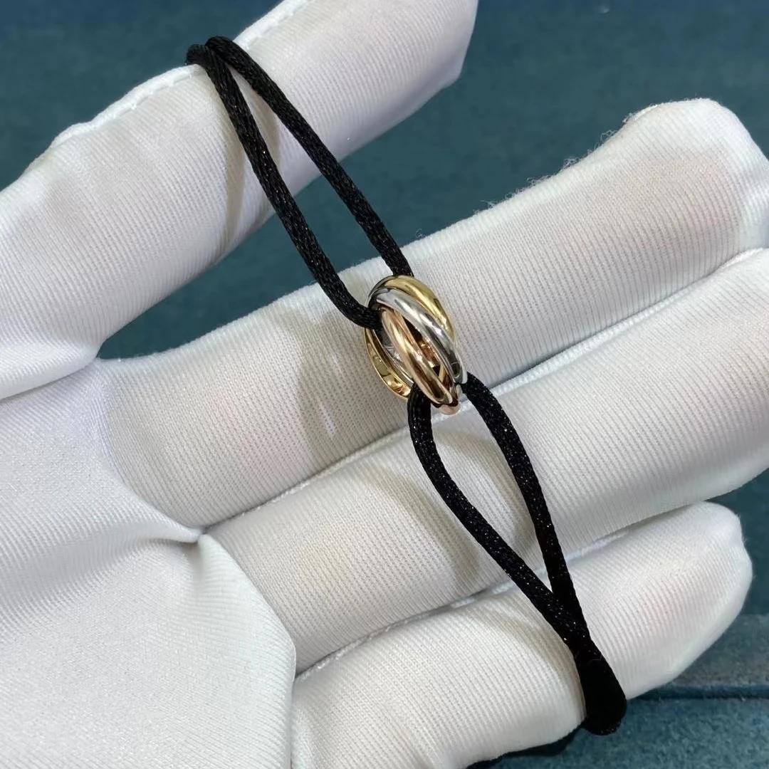 925 Silver Three Ring Tricolor Cross Couple Bracelet. A Holiday Gift with Adjustable Colors and Sizes. Never Fade. Non Allergic