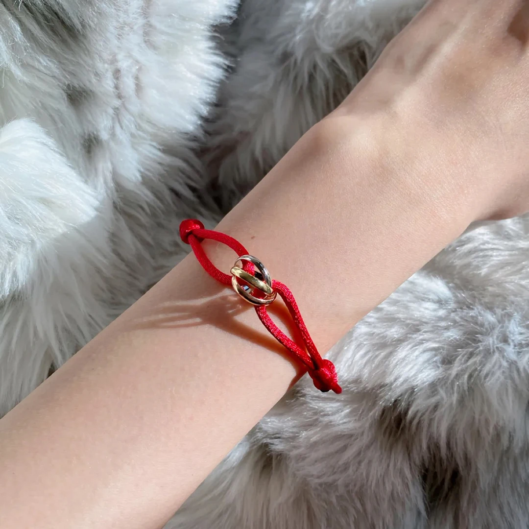 925 Silver Three Ring Tricolor Cross Couple Bracelet. A Holiday Gift with Adjustable Colors and Sizes. Never Fade. Non Allergic