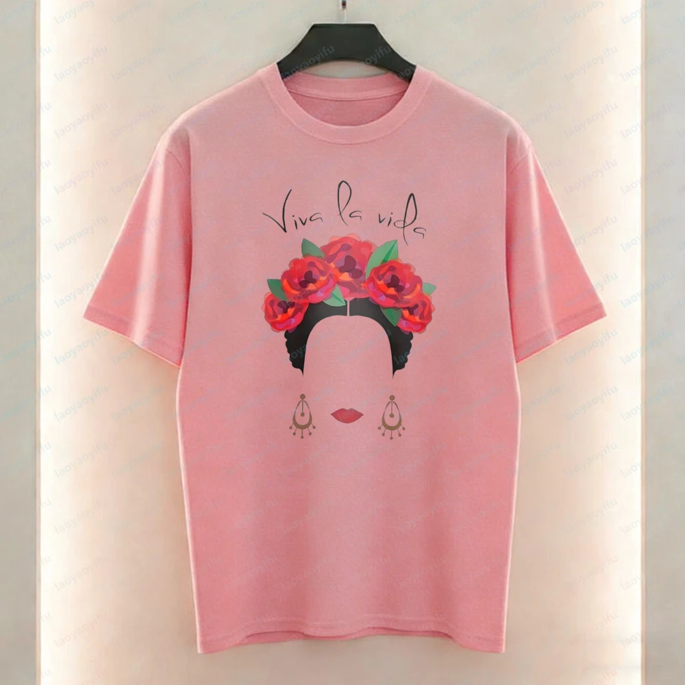 Frida Kahlo Viva La Vida Women T-Shirt Mexican Feminist Graphic Tops Boho Casual Cotton Tee Classics Retro Ropa Mujer for Women