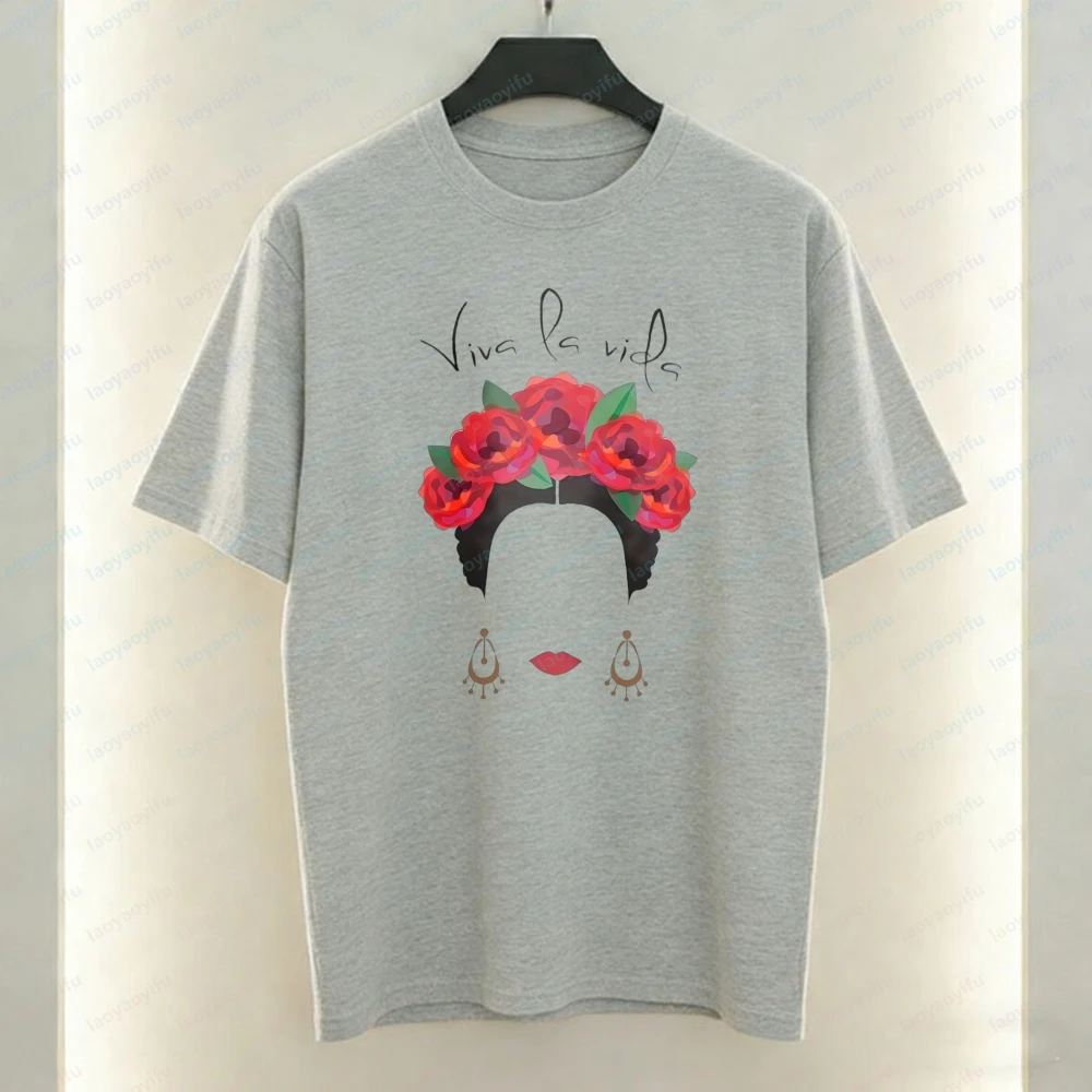 Frida Kahlo Viva La Vida Women T-Shirt Mexican Feminist Graphic Tops Boho Casual Cotton Tee Classics Retro Ropa Mujer for Women
