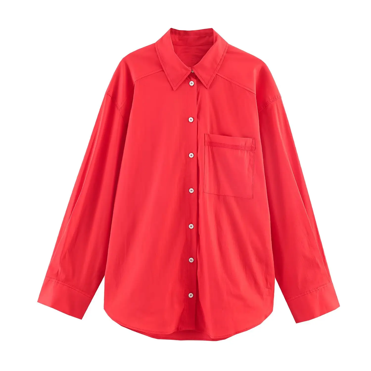 TFMLN Fashion Women Shirt Loose Long Sleeve Vintage Female Blouses Spring Summer 2026 Casual Pocket Button Up Female Shirts