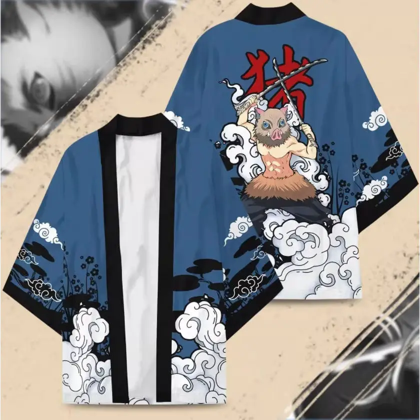 Japanese Anime Character Printed Kimono Cardigan Men Women Summer Butterfly Kochou Shinobu Printed Japanese Traditional Costume