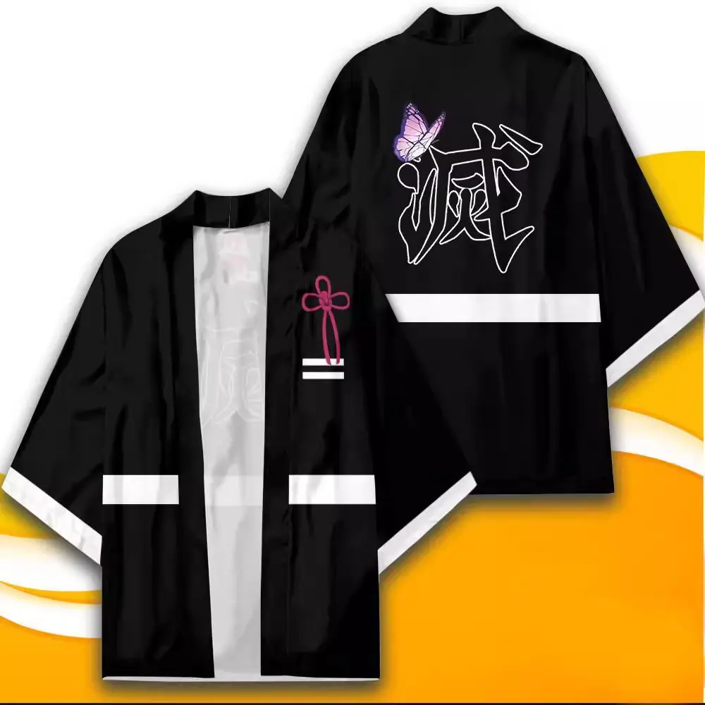 Japanese Anime Character Printed Kimono Cardigan Men Women Summer Butterfly Kochou Shinobu Printed Japanese Traditional Costume