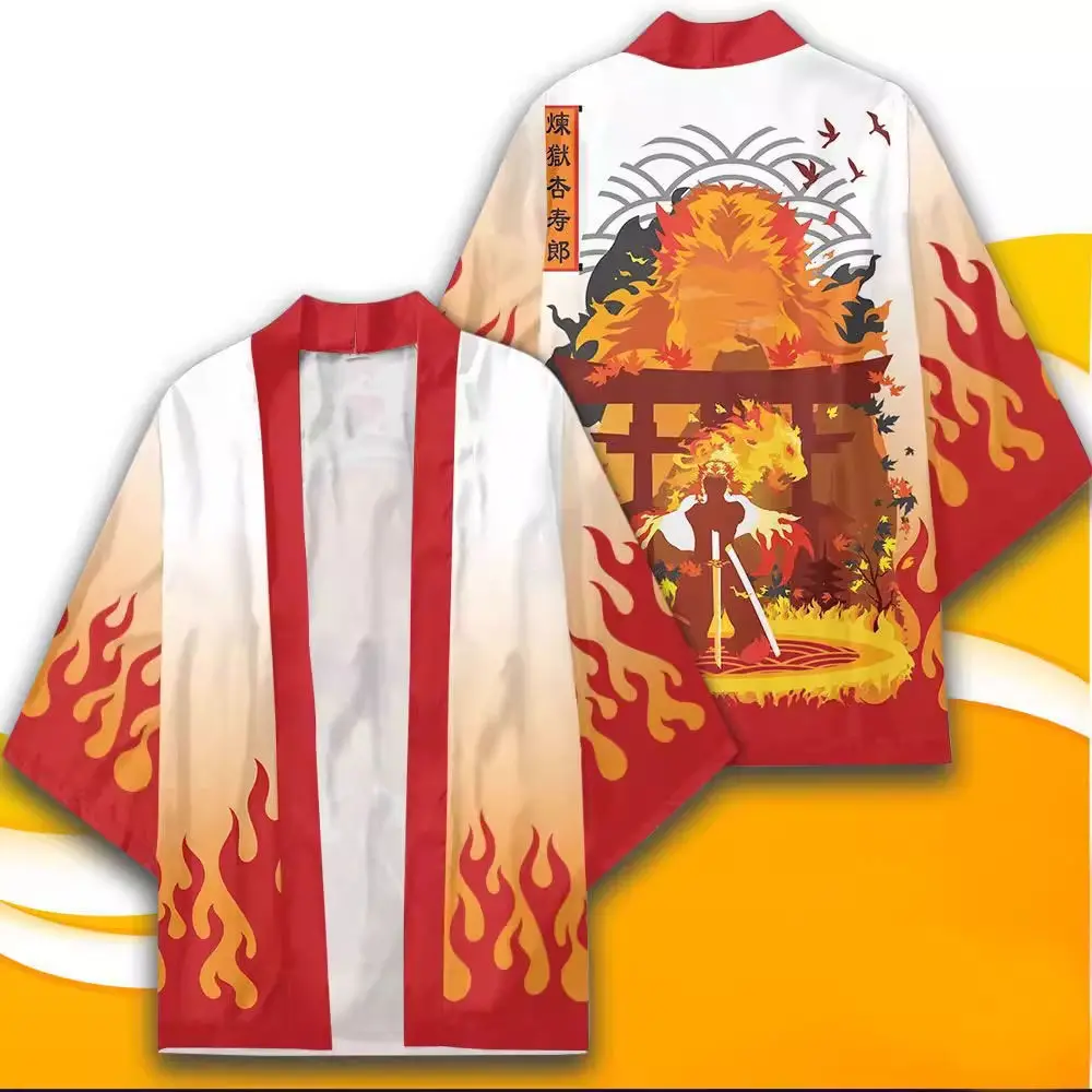 Japanese Anime Character Printed Kimono Cardigan Men Women Summer Butterfly Kochou Shinobu Printed Japanese Traditional Costume