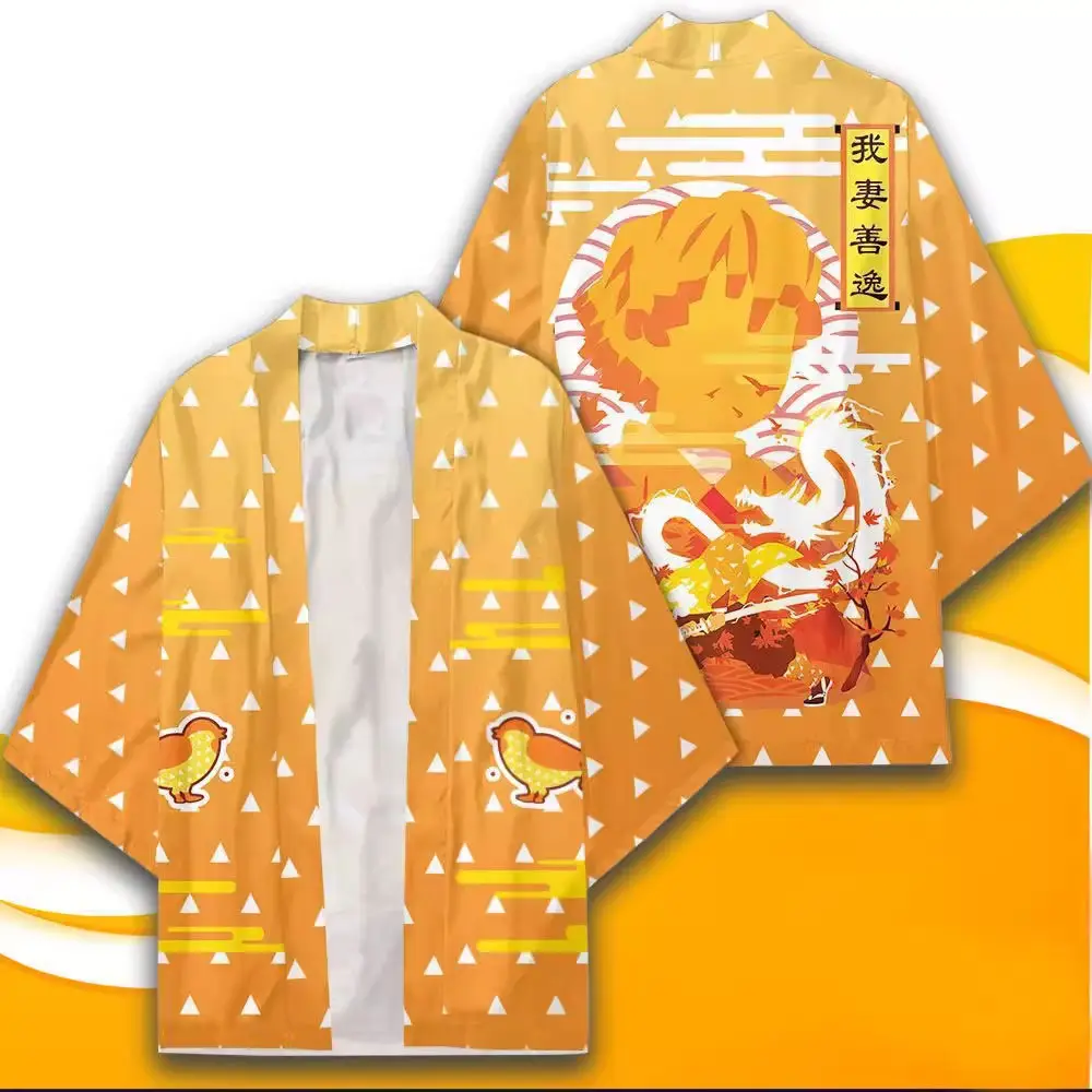 Japanese Anime Character Printed Kimono Cardigan Men Women Summer Butterfly Kochou Shinobu Printed Japanese Traditional Costume