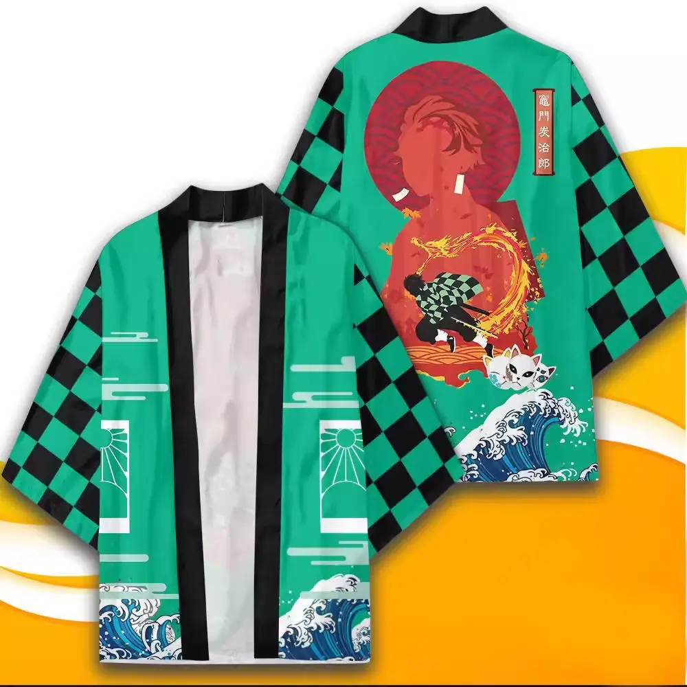 Japanese Anime Character Printed Kimono Cardigan Men Women Summer Butterfly Kochou Shinobu Printed Japanese Traditional Costume