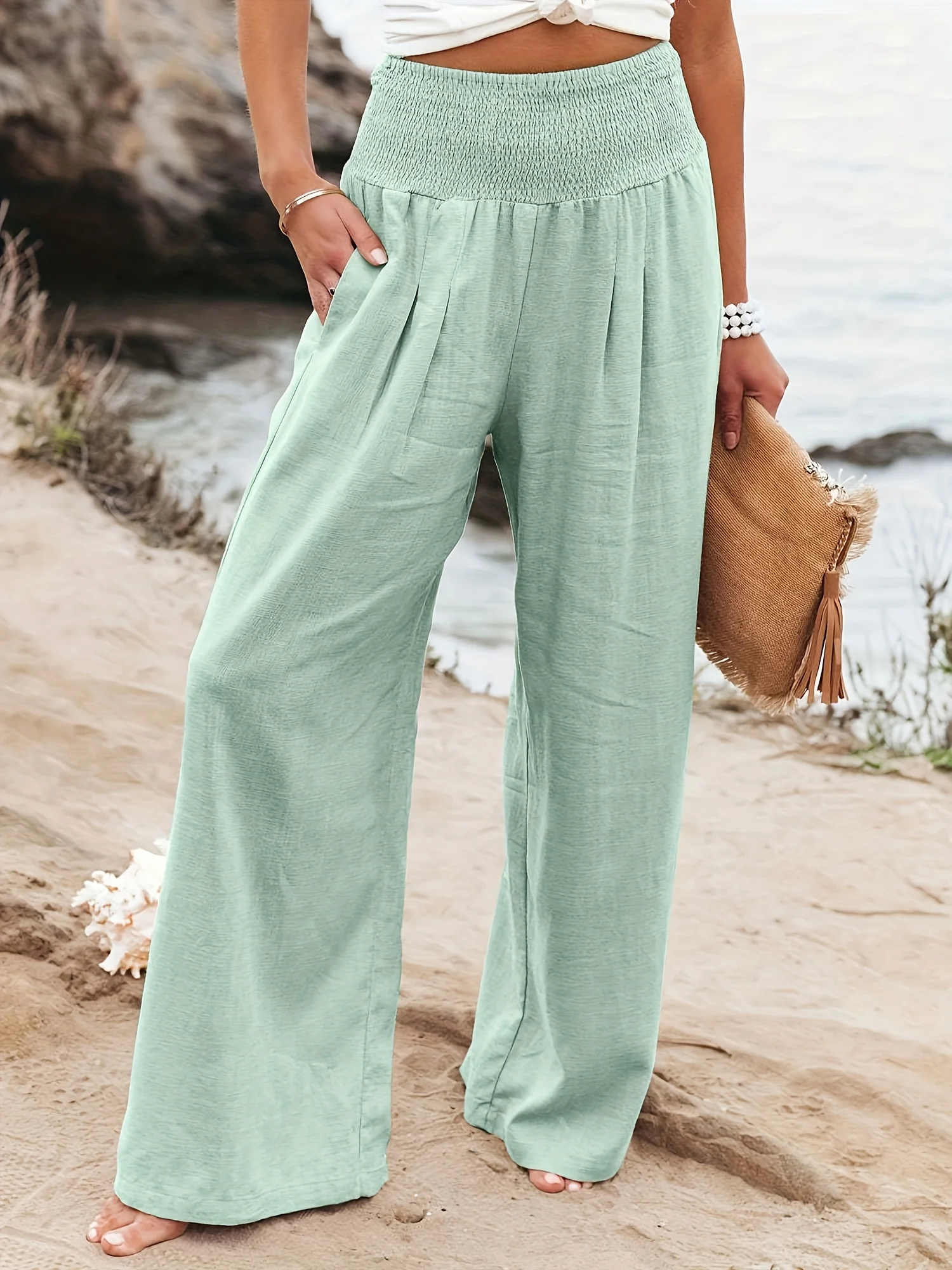 Spring and summer new fashion women's casual pants, casual style, comfortable mid waist pants for women