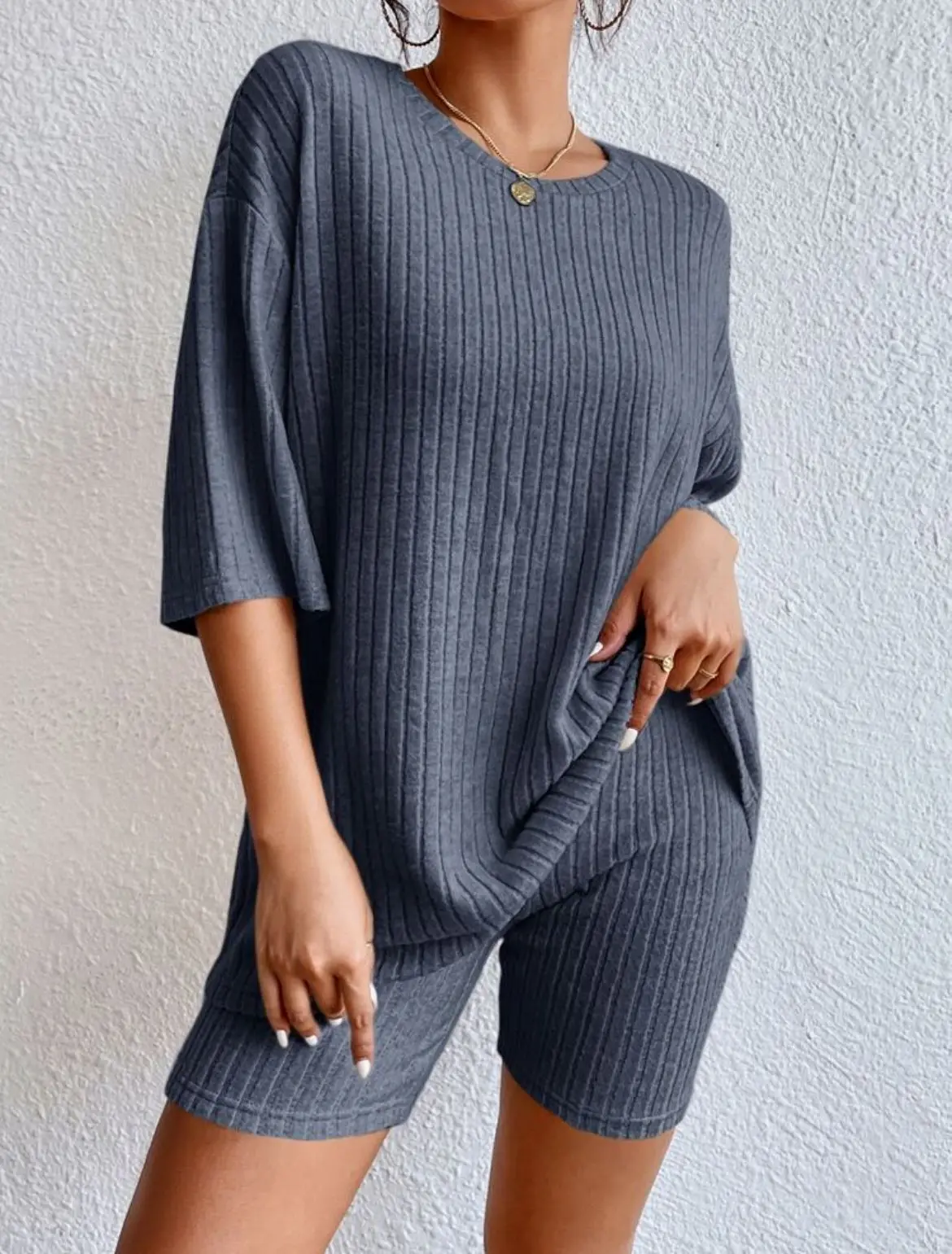 Spring Summer Short Sleeve T Shirt Short Pants Two Piece Set Women Casual Loose O Neck Top High Waist Tracksuit Female Outfits