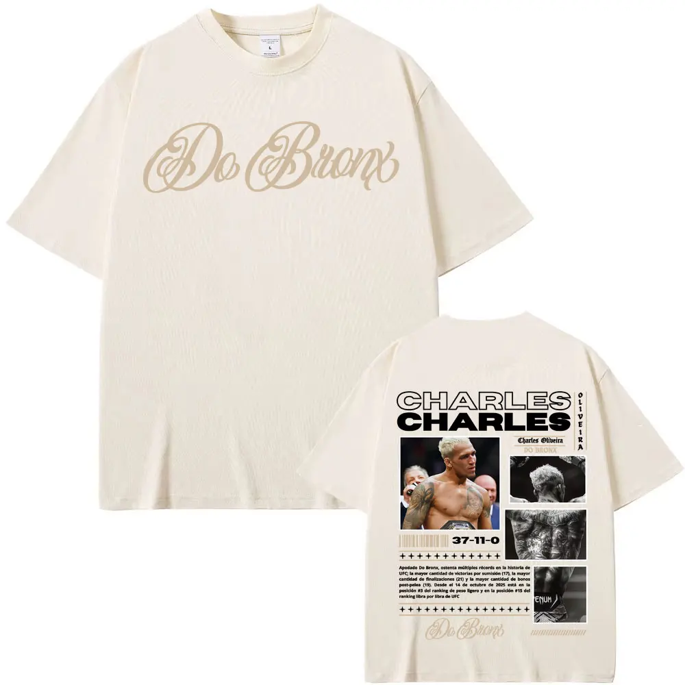 Charles Oliveira Do Bronx Print T-shirts Men Women Fashion Vintage Classic T Shirt High Quality Cotton Casual T-shirt Streetwear