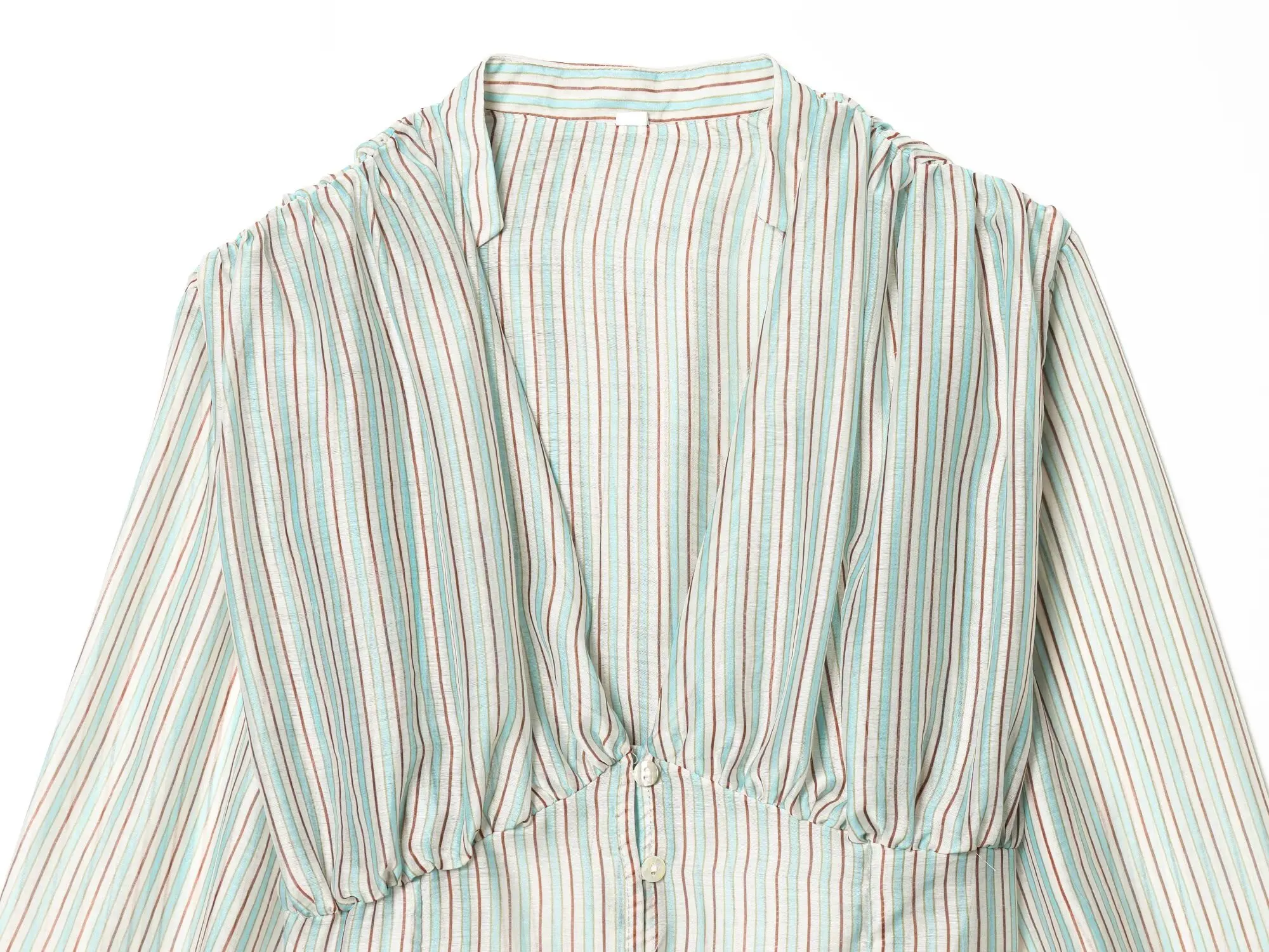 Women's Striped Shirt wirh Fit Waist Spring Summer V Neck Long Sleeve Button Women Shirts Female Chic Tops