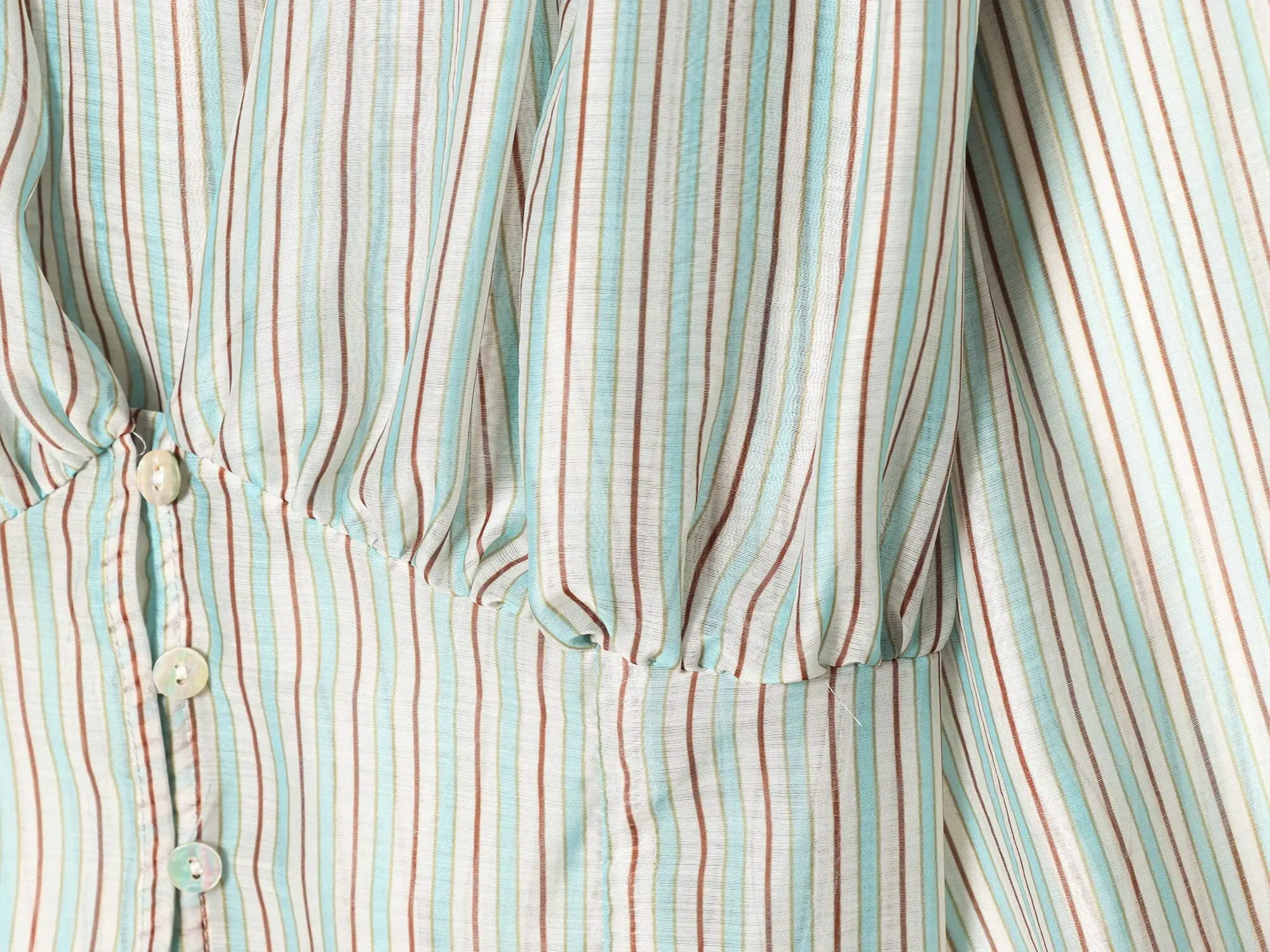 Women's Striped Shirt wirh Fit Waist Spring Summer V Neck Long Sleeve Button Women Shirts Female Chic Tops
