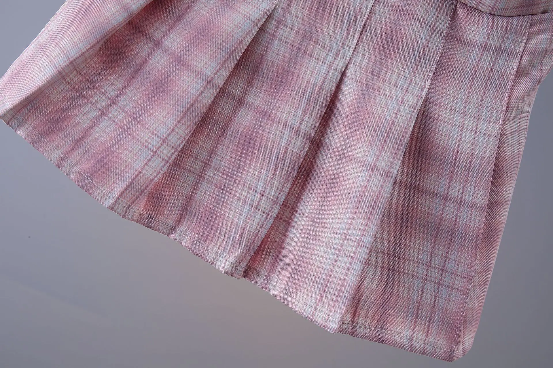 2026 New Children's Set Girls' Summer Korean Edition Collar Short Sleeve+Plaid Half Skirt 0-10 Years Old