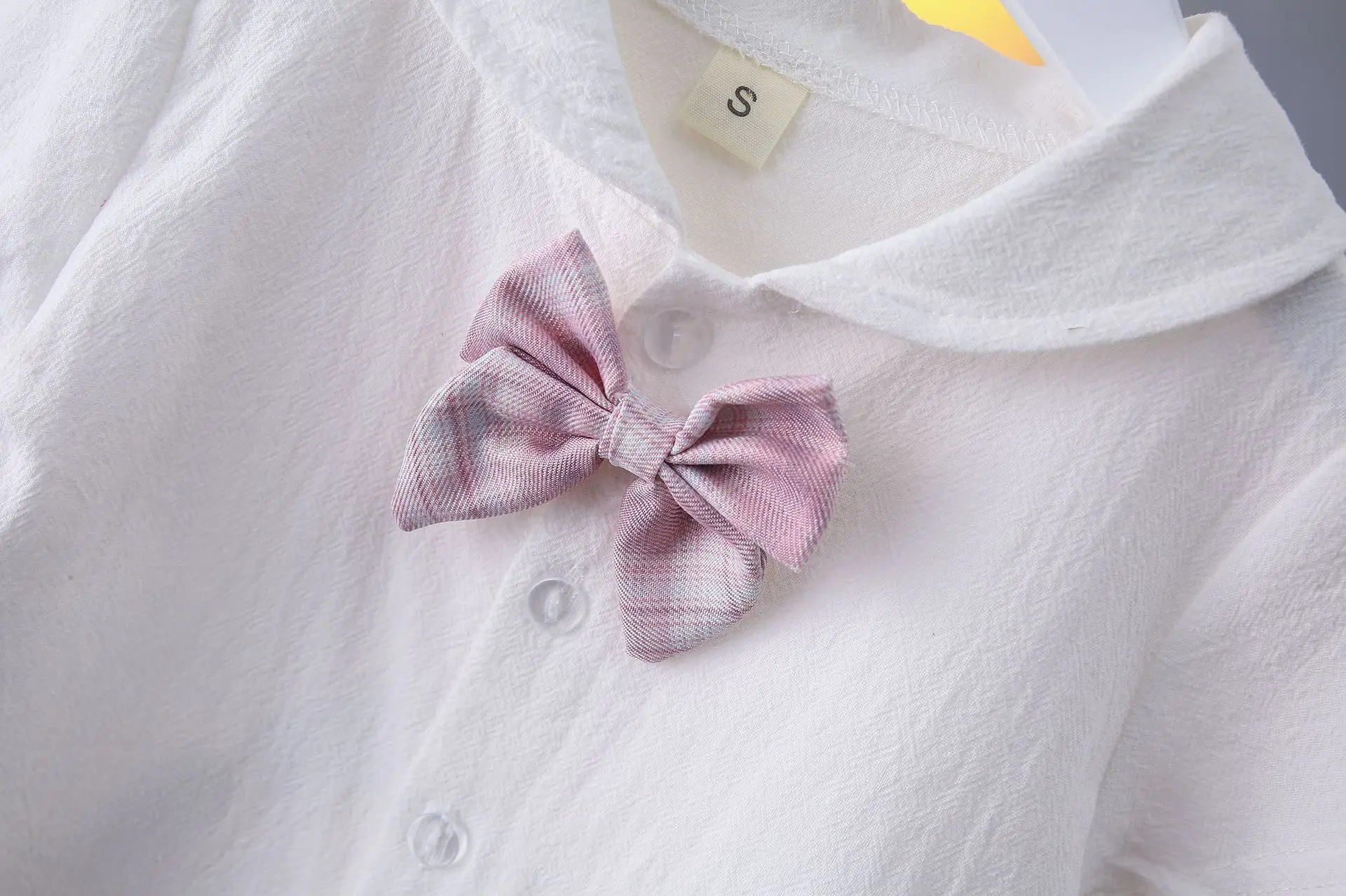 2026 New Children's Set Girls' Summer Korean Edition Collar Short Sleeve+Plaid Half Skirt 0-10 Years Old