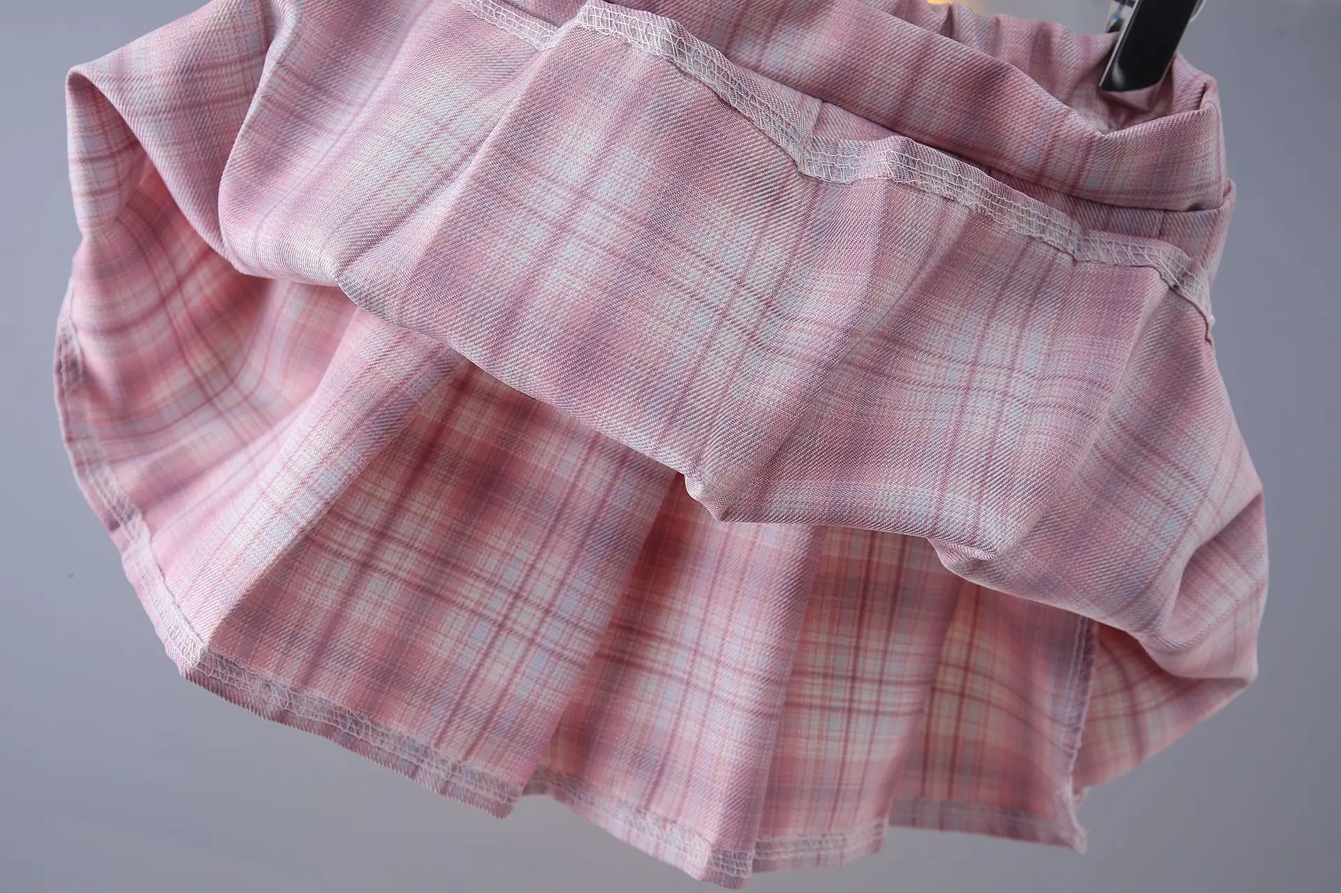 2026 New Children's Set Girls' Summer Korean Edition Collar Short Sleeve+Plaid Half Skirt 0-10 Years Old