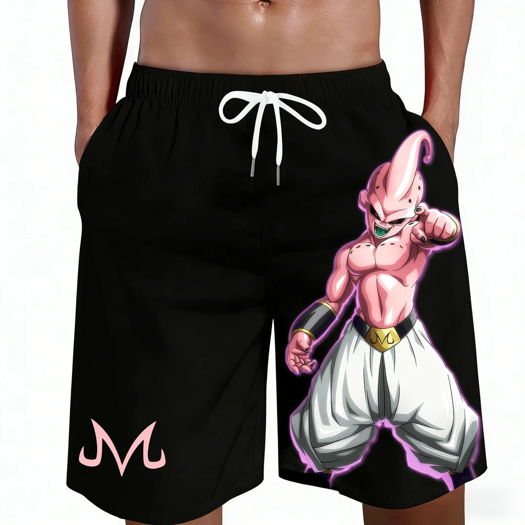 2026 New Dragon Ball Kid Buu Majin Symbol Anime Print Beach Shorts Casual Loose Family Matching Outfits Summer Quick Dry Sports