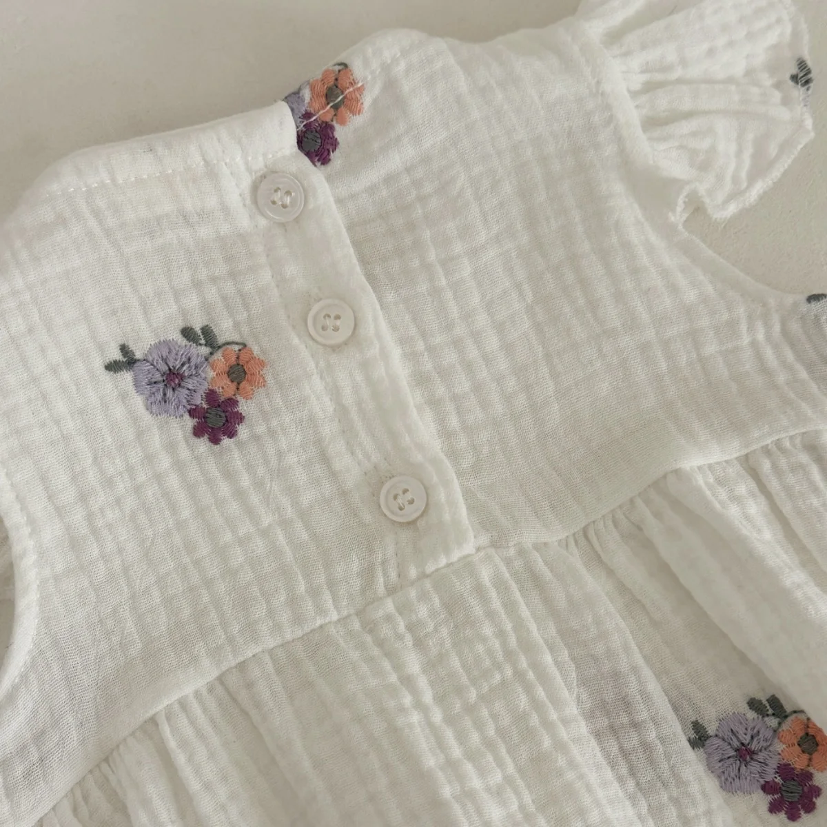 Baby Girls Summer Short Sleeve Round Neck Solid Color For Newborn Casual Jumpsuit Suitable for Babies Aged 0-18 Months