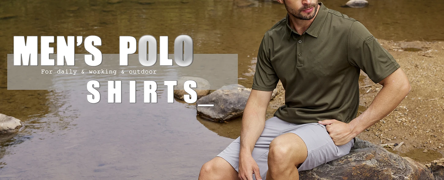 MAGCOMSEN Mens Polo Shirts Short Sleeve Quick Dry Breathable Pique Golf Shirt Tactical Collared Casual Work Shirt