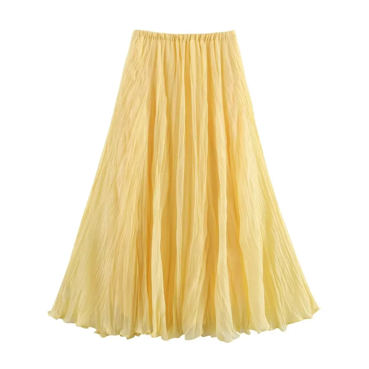 HH Women Multi Color Pleated Skirt Elastic Waist A Line Long Skirt For Summer Casual Beach Vacation Daily Outfits