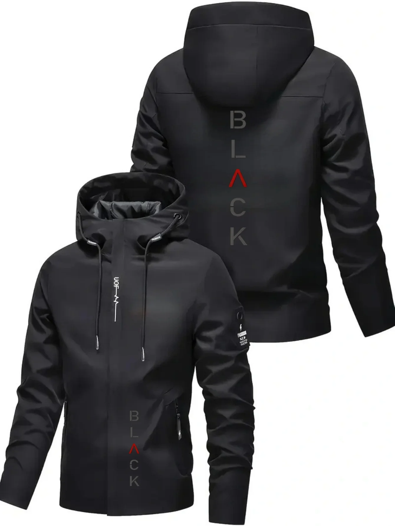 Men'S All-Season Heavy-Duty Motorcycle Jacket - Full-Zip Windproof Hooded Jacket,Commuting, Travel, Outdoor Activities