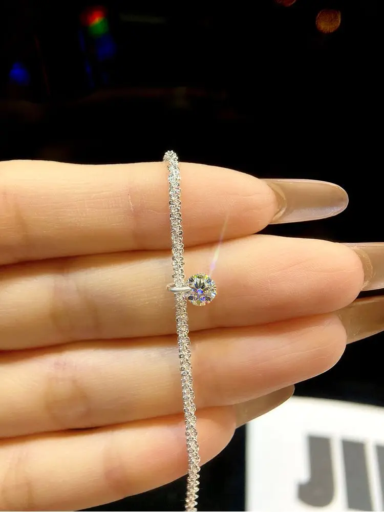 Elegant Fashion 0.5 Carat Brilliant Round Moissanite Diamond Bracelet For Women Engagement Wedding Luxury Jewelry